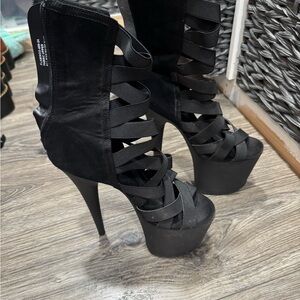Black Flamingo Pleaser 8” Platform Heels